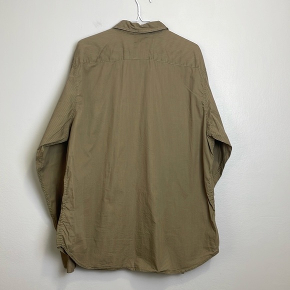 VTG GUESS Y2K Men’s Button Down Shirt Skull Graphics Print Size XXL Tan Stripes - Picture 4 of 16